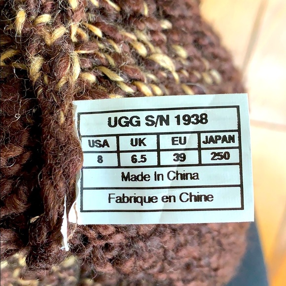 UGG Cresthaven Brown Leather & Knit Wedge Boots - Picture 8 of 9